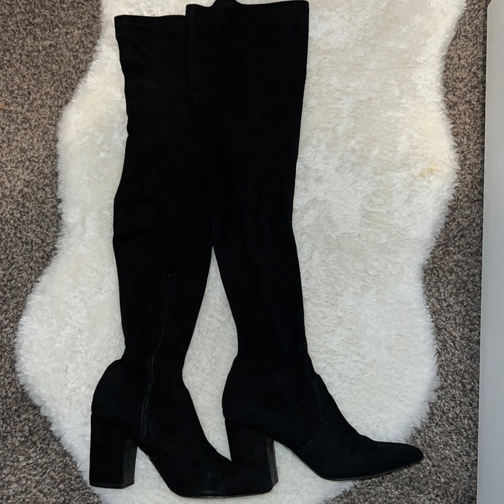 Black thigh high boots